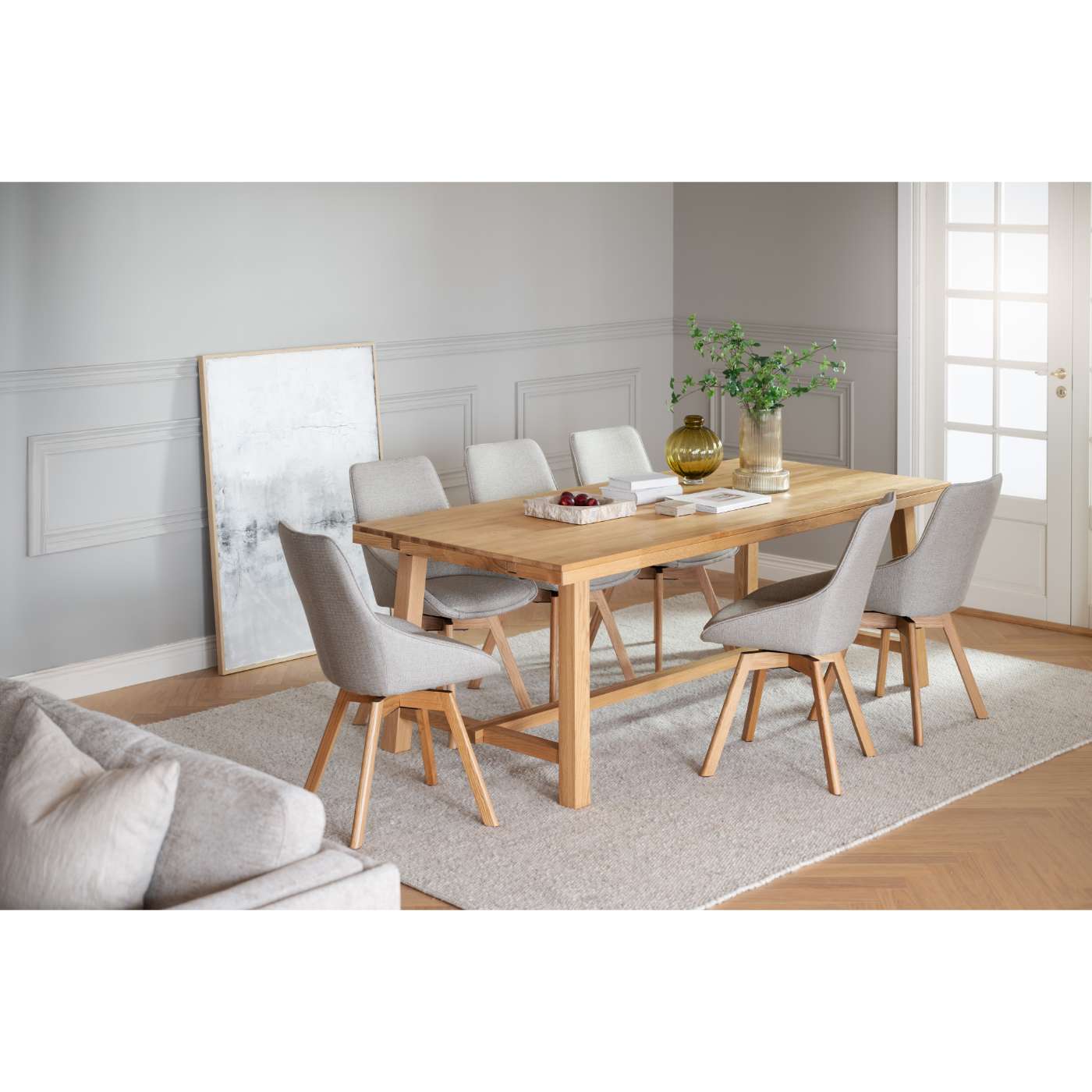 Alison tuoli lakattu tammijalka / beige kangas - Image 10