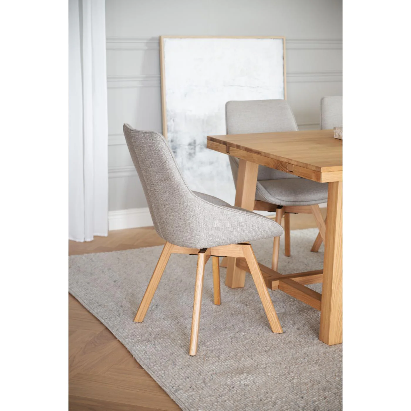 Alison tuoli lakattu tammijalka / vaalea beige kangas - Image 2