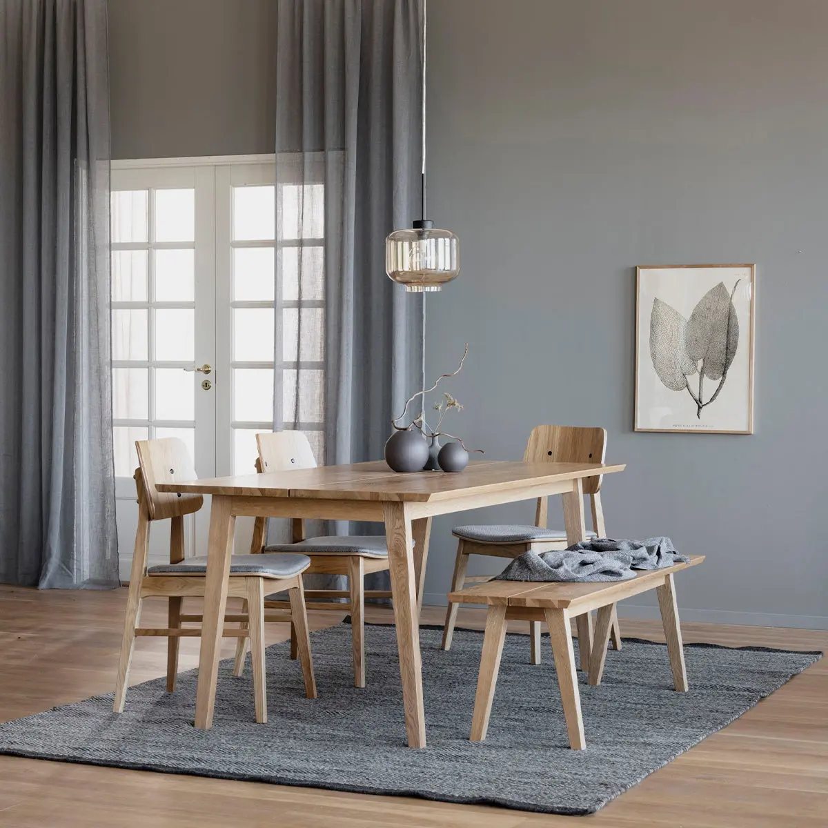 Melfort ruokapöytä 90 x 180 cm tammi - Image 2